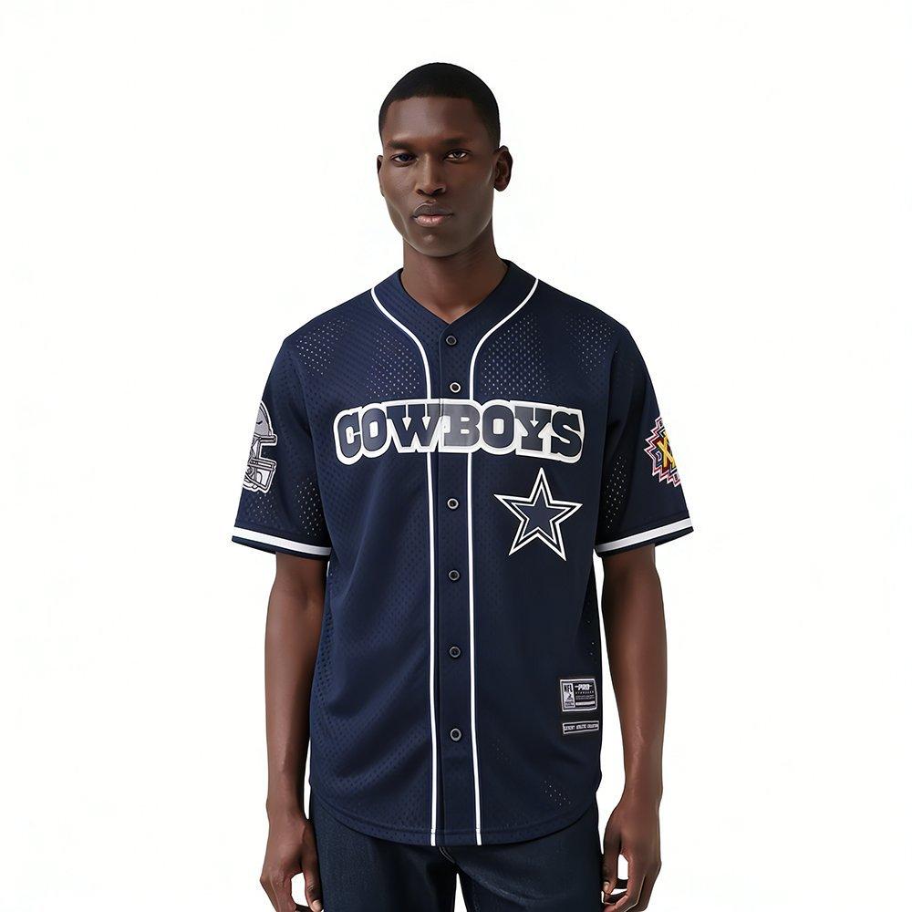 Pro Standard Men's NFL Dallas Cowboys Logo Classic Mesh Button Down Jersey - Navy - NAVY